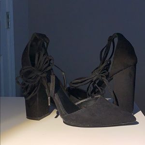 Black pointy toe heels